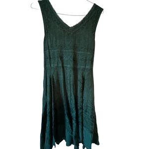 Advance Apparels Dress Embroidered Festive Green Sleeveless Bohemian Size L/XL